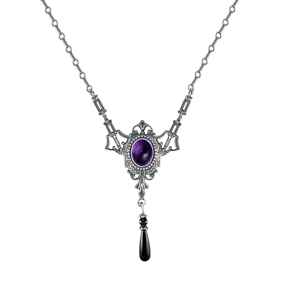 Sterling Silver Victorian Necklace With Amethyst